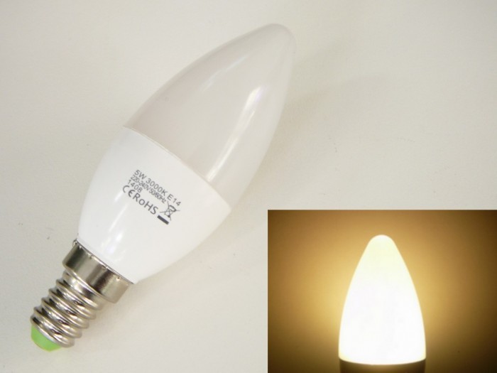 LED žárovka E14 EV5W svíčka Teplá bílá