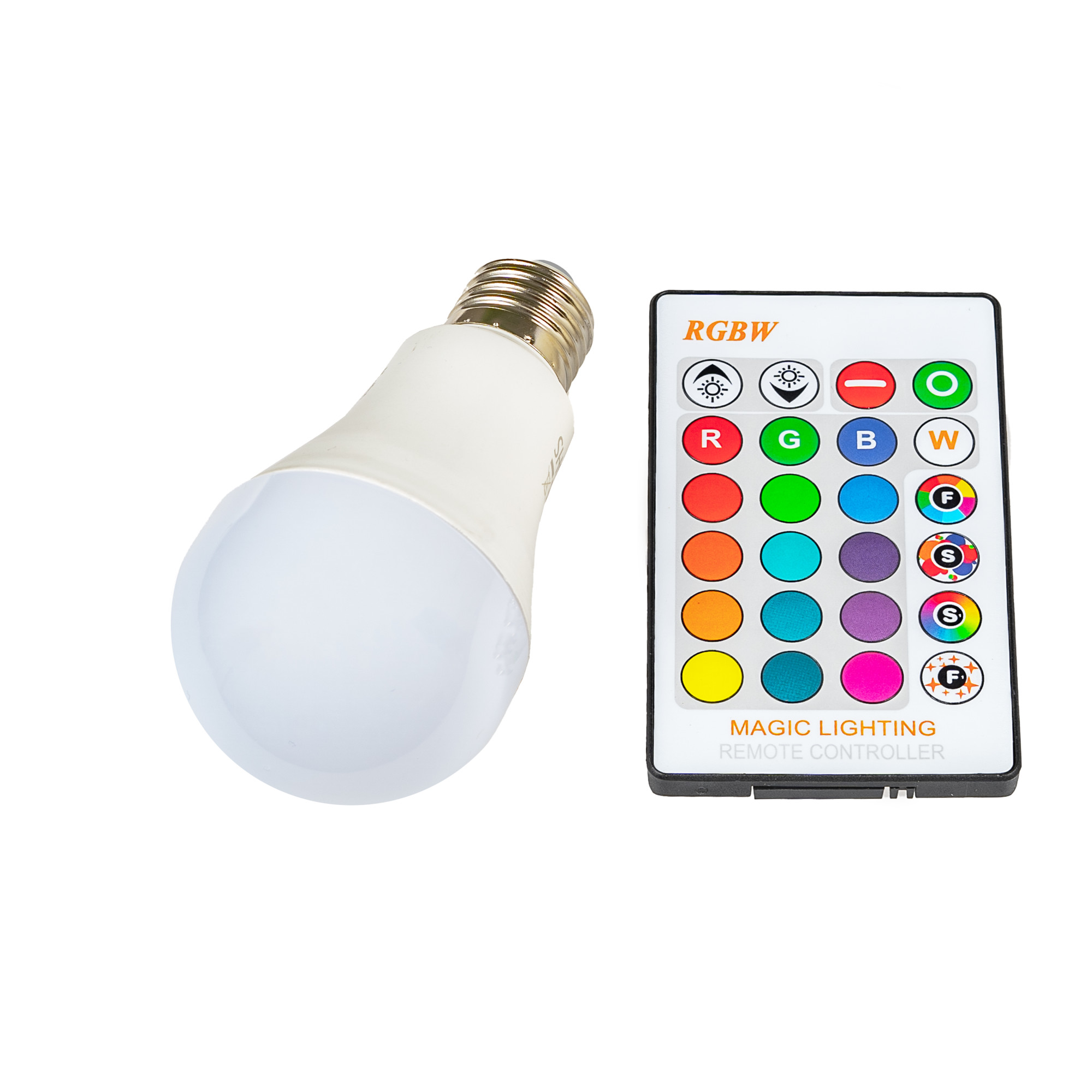 LED žárovka RGBW E27 5W 360° RGB + Teplá bílá