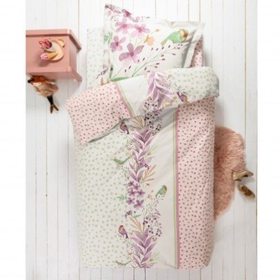 Detská posteľná bielizeň Betty, bavlna, potlač kvetín a vtáčikov
