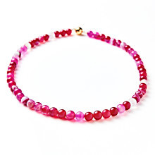 Achátový náhrdelník, červená-růžová*